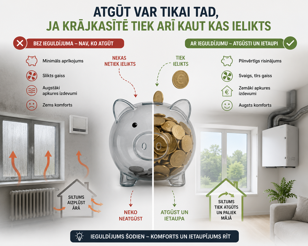 ventilācija un mitrums atgūts un izmantots atkārtoti ir mērķis